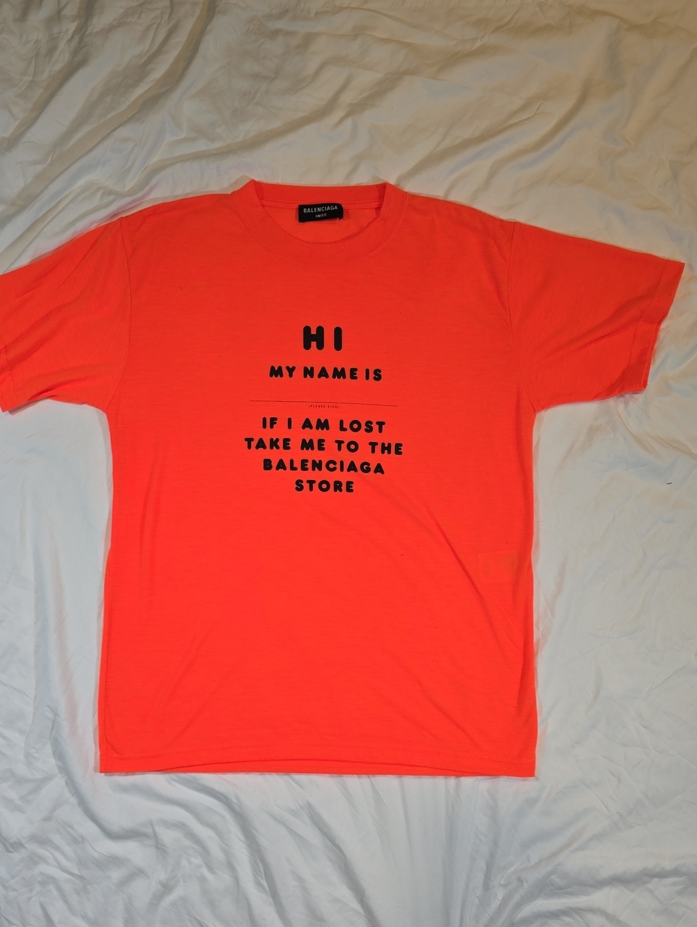 Balenciaga Neon Orange Short-Sleeve Graphic Tee